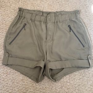 7 For All Mankind Green Silk Shorts